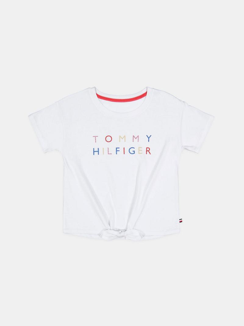 Lány Tommy Hilfiger Big Tommy Bow Póló Fehér | HU 1920VRW